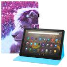 For Amazon Kindle Fire HD10 Colored Drawing Horizontal Flip PU Leather Case with Holder & Card Slots & Wallet & Sleep / Wake-up Function(Lion) - 1