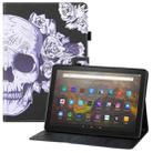 For Amazon Kindle Fire HD10 Colored Drawing Horizontal Flip PU Leather Case with Holder & Card Slots & Wallet & Sleep / Wake-up Function(Flower Skull) - 1