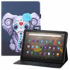 For Amazon Kindle Fire HD10 Colored Drawing Horizontal Flip PU Leather Case with Holder & Card Slots & Wallet & Sleep / Wake-up Function(Mask Elephant) - 1