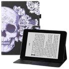 For Amazon Kindle Paperwhite 4 / 3 / 2 / 1 Colored Drawing Horizontal Flip PU Leather Case with Holder & Card Slots & Wallet & Sleep / Wake-up Function(Flower Skull) - 1