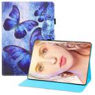 For Samsung Galaxy Tab A7 (2020) T500 Colored Drawing Horizontal Flip PU Leather Case with Holder & Card Slots & Wallet & Sleep / Wake-up Function(Blue Butterflies) - 1