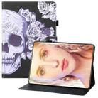 For Samsung Galaxy Tab A7 (2020) T500 Colored Drawing Horizontal Flip PU Leather Case with Holder & Card Slots & Wallet & Sleep / Wake-up Function(Flower Skull) - 1