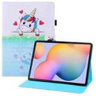 For Samsung Galaxy Tab S6 Lite P610 Colored Drawing Horizontal Flip PU Leather Case with Holder & Card Slots & Wallet & Sleep / Wake-up Function(Loving Unicorn) - 1