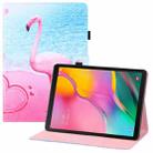 For Samsung Galaxy Tab A 10.1 (2019) T510 Colored Drawing Horizontal Flip PU Leather Case with Holder & Card Slots & Wallet & Sleep / Wake-up Function(Flamingo) - 1