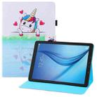 For Samsung Galaxy Tab E 9.6 T560 Colored Drawing Horizontal Flip PU Leather Case with Holder & Card Slots & Wallet & Sleep / Wake-up Function(Loving Unicorn) - 1