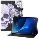 For Samsung Galaxy Tab A 10.1 (2016) T580 Colored Drawing Horizontal Flip PU Leather Case with Holder & Card Slots & Wallet & Sleep / Wake-up Function(Flower Skull) - 1