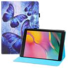 For Samsung Galaxy Tab A 10.5 T590 T595 Colored Drawing Horizontal Flip PU Leather Case with Holder & Card Slots & Wallet & Sleep / Wake-up Function(Blue Butterflies) - 1