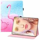 For Samsung Galaxy Tab S8+ / Tab S8 Plus /  Tab S7 FE / Tab S7+ T970 Colored Drawing Horizontal Flip PU Leather Case with Holder & Card Slots & Wallet & Sleep / Wake-up Function(Flamingo) - 1