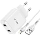 hoco N7 Speedy Dual Ports USB Charger with USB to 8 Pin Data Cable, EU Plug(White) - 1