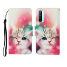 For OPPO Reno3 Painted Pattern Horizontal Flip Leathe Case(Cat) - 1