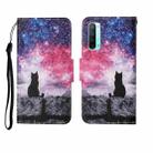 For OPPO Reno3 Painted Pattern Horizontal Flip Leathe Case(Starry Cat) - 1