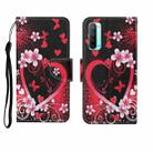 For OPPO Reno3 Painted Pattern Horizontal Flip Leathe Case(Red Heart) - 1