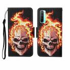 For OPPO Reno3 Painted Pattern Horizontal Flip Leathe Case(Flame Skull) - 1