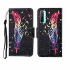 For OPPO Reno3 Painted Pattern Horizontal Flip Leathe Case(Feather) - 1