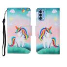 For OPPO Reno4 Painted Pattern Horizontal Flip Leathe Case(Rainbow Unicorn) - 1