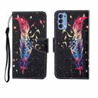 For OPPO Reno4 Painted Pattern Horizontal Flip Leathe Case(Feather) - 1