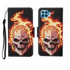 For OPPO Reno4 Lite Painted Pattern Horizontal Flip Leathe Case(Flame Skull) - 1