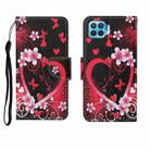 For OPPO F17 Pro Painted Pattern Horizontal Flip Leathe Case(Red Heart) - 1