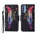 For OPPO Reno4 Pro Painted Pattern Horizontal Flip Leathe Case(Feather) - 1