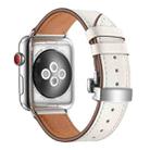 Genuine Leather + Butterfly Silver Buckle Watch Band For Apple Watch Series 7 45mm / 6 & SE & 5 & 4 44mm / 3 & 2 & 1 42mm(White) - 1