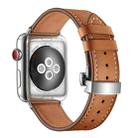 Genuine Leather + Butterfly Silver Buckle Watch Band For Apple Watch Series 7 45mm / 6 & SE & 5 & 4 44mm / 3 & 2 & 1 42mm(Brown) - 1