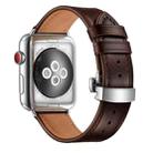 Genuine Leather + Butterfly Silver Buckle Watch Band For Apple Watch Series 7 45mm / 6 & SE & 5 & 4 44mm / 3 & 2 & 1 42mm(Dark Brown) - 1