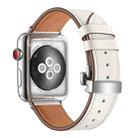 Genuine Leather + Butterfly Silver Buckle Watch Band For Apple Watch Series 7 41mm / 6 & SE & 5 & 4 40mm / 3 & 2 & 1 38mm(White) - 1