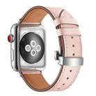 Genuine Leather + Butterfly Silver Buckle Watch Band For Apple Watch Series 7 41mm / 6 & SE & 5 & 4 40mm / 3 & 2 & 1 38mm(Pink) - 1