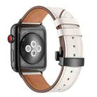 Genuine Leather + Butterfly Black Buckle Watch Band For Apple Watch Series 7 45mm / 6 & SE & 5 & 4 44mm / 3 & 2 & 1 42mm(White) - 1