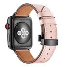 Genuine Leather + Butterfly Black Buckle Watch Band For Apple Watch Series 7 45mm / 6 & SE & 5 & 4 44mm / 3 & 2 & 1 42mm(Pink) - 1