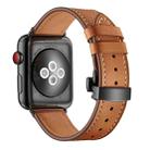 Genuine Leather + Butterfly Black Buckle Watch Band For Apple Watch Series 7 45mm / 6 & SE & 5 & 4 44mm / 3 & 2 & 1 42mm(Brown) - 1