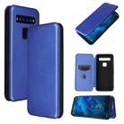 For TCL 10 5G UW(US Version) Carbon Fiber Texture Horizontal Flip TPU + PC + PU Leather Case with Card Slot(Blue) - 1