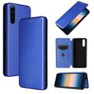 For Sony Xperia 10 III Carbon Fiber Texture Horizontal Flip TPU + PC + PU Leather Case with Card Slot(Blue) - 1