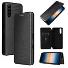 For Sony Xperia 10 III Carbon Fiber Texture Horizontal Flip TPU + PC + PU Leather Case with Card Slot(Black) - 1