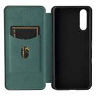 For Sony Xperia 10 III Carbon Fiber Texture Horizontal Flip TPU + PC + PU Leather Case with Card Slot(Green) - 2