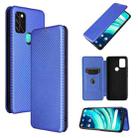 For UMIDIGI A9 Carbon Fiber Texture Horizontal Flip TPU + PC + PU Leather Case with Card Slot(Blue) - 1