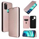 For UMIDIGI A9 Carbon Fiber Texture Horizontal Flip TPU + PC + PU Leather Case with Card Slot(Pink) - 1