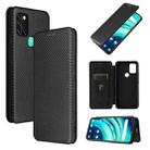 For UMIDIGI A9 Carbon Fiber Texture Horizontal Flip TPU + PC + PU Leather Case with Card Slot(Black) - 1