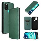 For UMIDIGI A9 Carbon Fiber Texture Horizontal Flip TPU + PC + PU Leather Case with Card Slot(Green) - 1