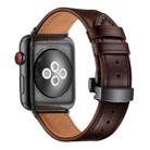 Genuine Leather + Butterfly Black Buckle Watch Band For Apple Watch Series 9&8&7 41mm / SE 3&SE 2&6&SE&5&4 40mm / 3&2&1 38mm(Dark Brown) - 1