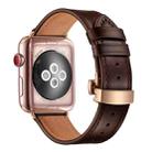 Genuine Leather + Butterfly Rose Gold Buckle Watch Band For Apple Watch Series 7 45mm / 6 & SE & 5 & 4 44mm / 3 & 2 & 1 42mm(Dark Brown) - 1