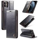 For iPhone 11 CaseMe-003 PU + PC Business Style Crazy Horse Texture Horizontal Flip Leather Case with Holder & Card Slots & Wallet(Black) - 1