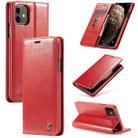 For iPhone 11 CaseMe-003 PU + PC Business Style Crazy Horse Texture Horizontal Flip Leather Case with Holder & Card Slots & Wallet(Red) - 1