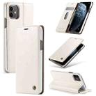 For iPhone 11 CaseMe-003 PU + PC Business Style Crazy Horse Texture Horizontal Flip Leather Case with Holder & Card Slots & Wallet(White) - 1