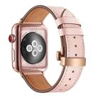 Genuine Leather + Butterfly Rose Gold Buckle Watch Band For Apple Watch Series 9&8&7 41mm / SE 3&SE 2&6&SE&5&4 40mm / 3&2&1 38mm(Pink) - 1