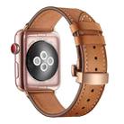 Genuine Leather + Butterfly Rose Gold Buckle Watch Band For Apple Watch Series 9&8&7 41mm / SE 3&SE 2&6&SE&5&4 40mm / 3&2&1 38mm(Brown) - 1