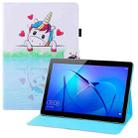 For Huawei MediaPad T3 7.0(3G) Colored Drawing Horizontal Flip PU Leather Case with Holder & Card Slots & Wallet(Loving Unicorn) - 1