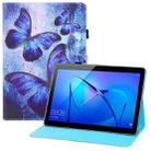 For Huawei MediaPad T3 8.0 Colored Drawing Horizontal Flip PU Leather Case with Holder & Card Slots & Wallet(Blue Butterflies) - 1