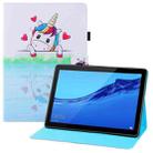 For Huawei MediaPad T5 Colored Drawing Horizontal Flip PU Leather Case with Holder & Card Slots & Wallet(Loving Unicorn) - 1
