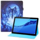 For Huawei MediaPad T5 Colored Drawing Horizontal Flip PU Leather Case with Holder & Card Slots & Wallet(Moon Wolf) - 1